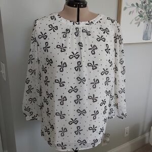 NWT Beautiful Talbots holiday blouson sleeve blouse with tie back